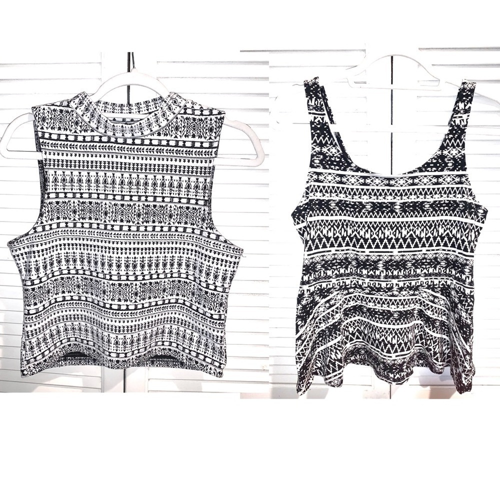 Bundle of 2 Blouses black and white Express and H&M Large